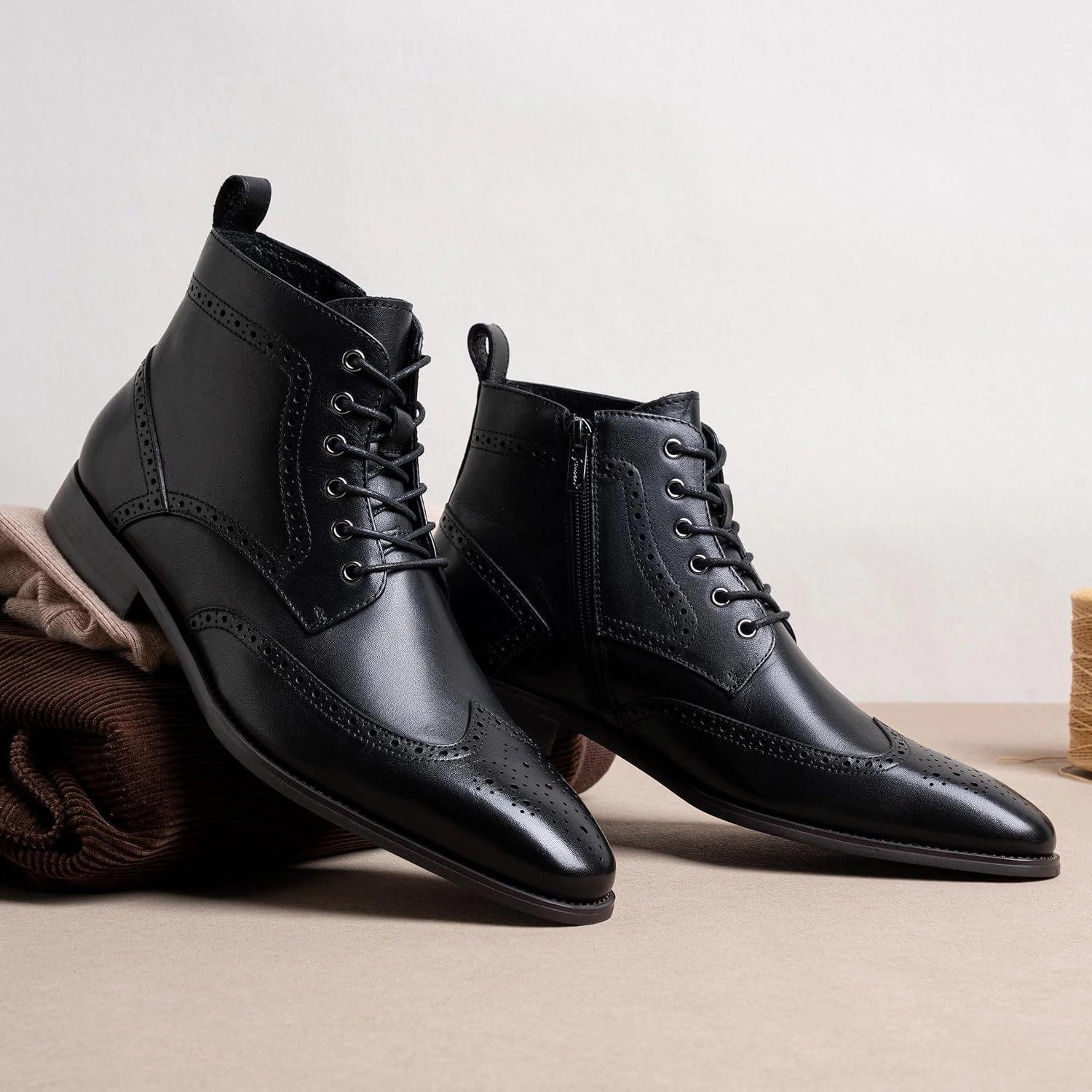 Boots Easy Jousen Mens Boots Leather Dress Boots for Mens Cap-Toe Fashion Boots for Men