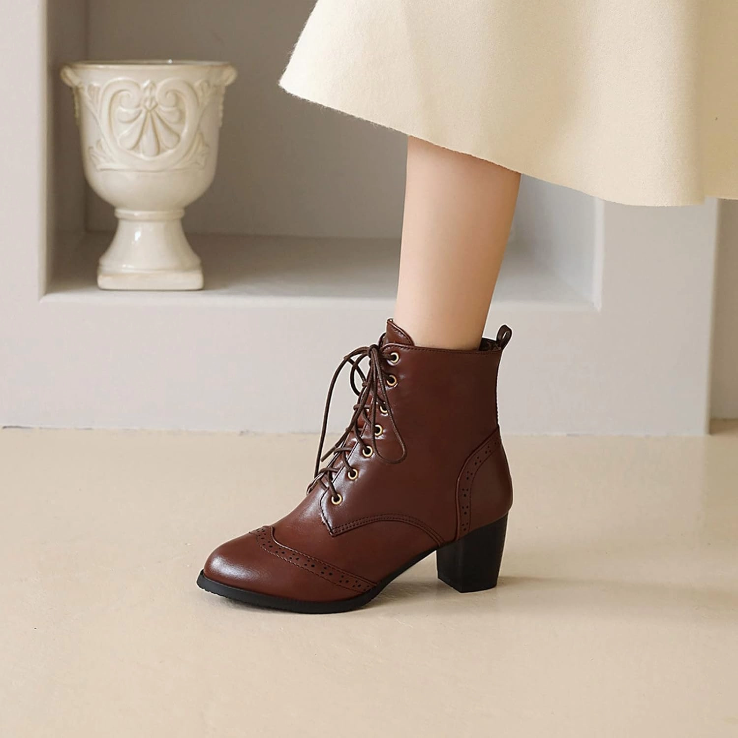 Dressy Western Ankle Boots Fall Winter Office Work Chunky Heel Cowboy Cowgirl Booties Classic Lace-up Chelsea Boot Arctic Pro Muck Boots
