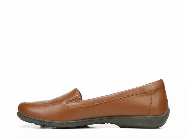 And White Penny Loafers KACY FLAT BROWN
