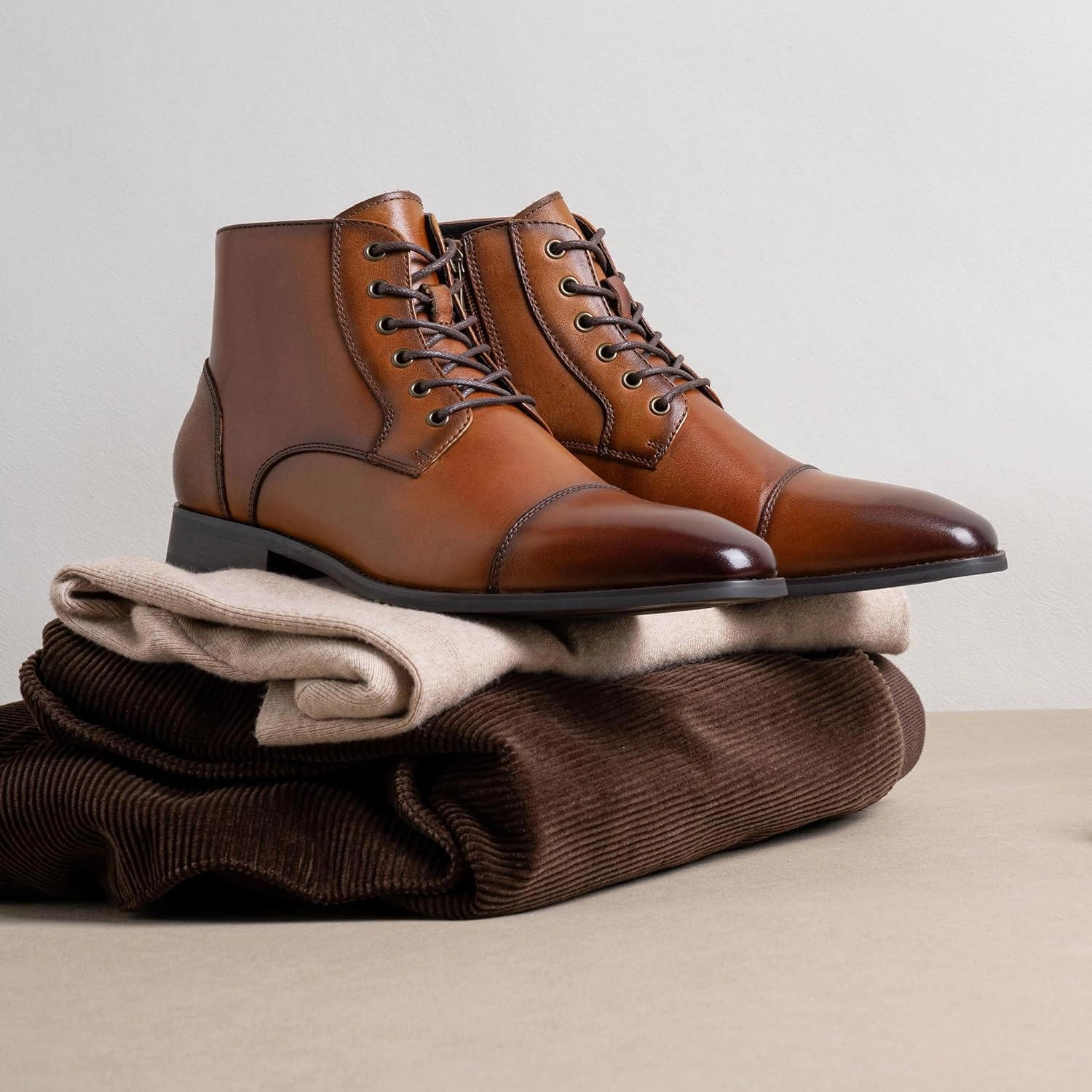 Boots For Winter Jousen Mens Boots Leather Dress Boots for Mens Cap-Toe Fashion Boots for Men