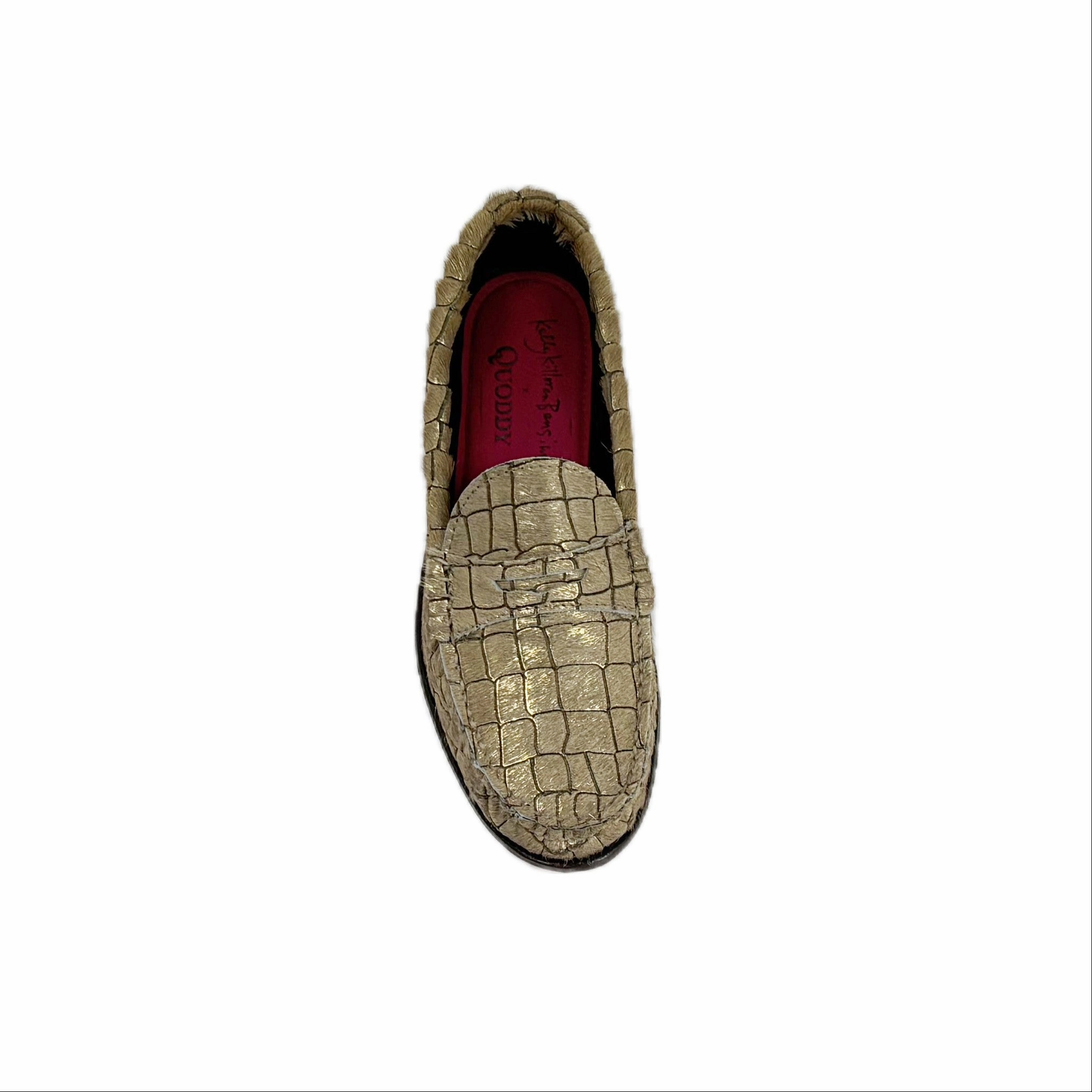 KKB Penny Loafer: Gold Hair-On Leather Penny Loafers Coin