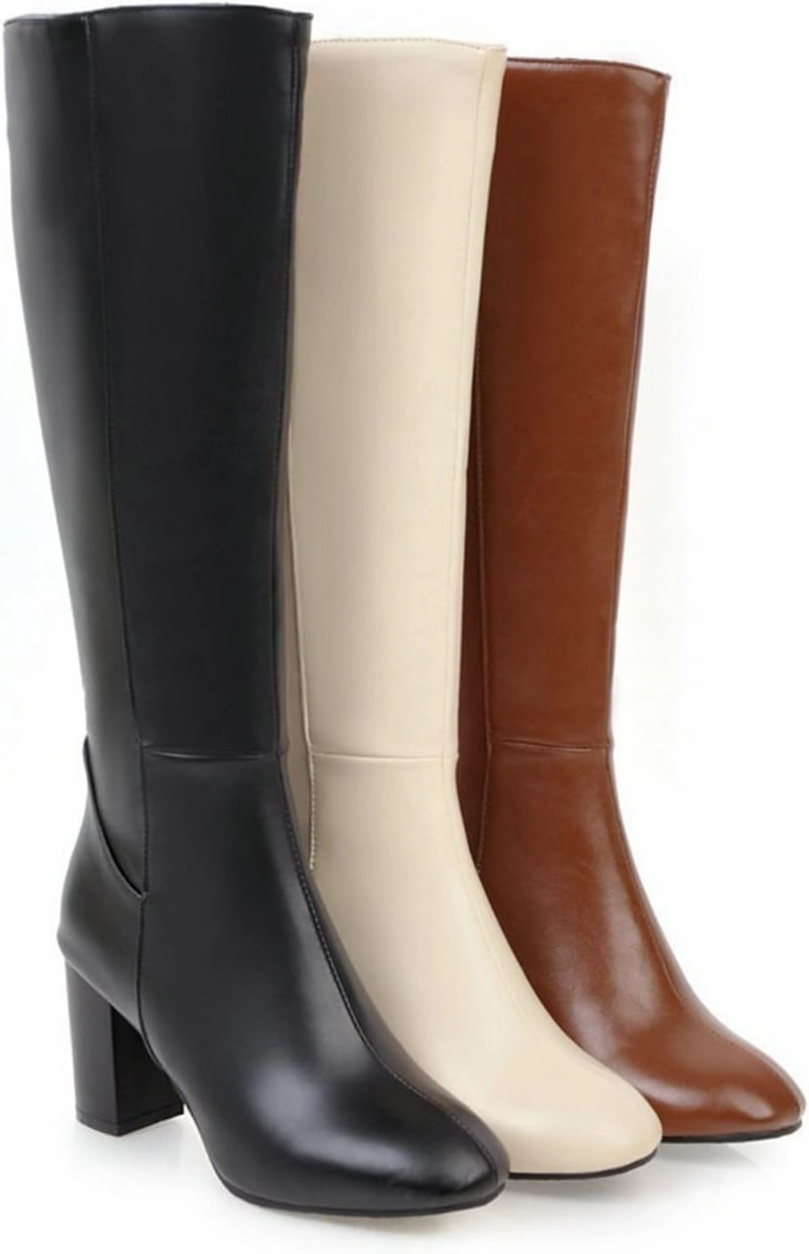 Knee High Boots Women Black Combat Boots Women's Thick Heel High Heel Square Head Fashionable Comfortable Boots Cawboy Boots