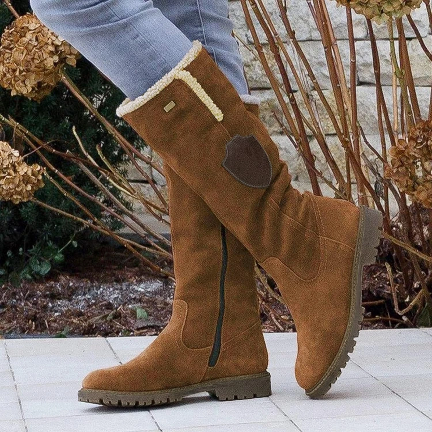 Knee High Boots Women Low Heel Winter Boots for Women Retro Side Zipper Long Cotton Boots Snow Boots Warm Shoes Boots Size 10