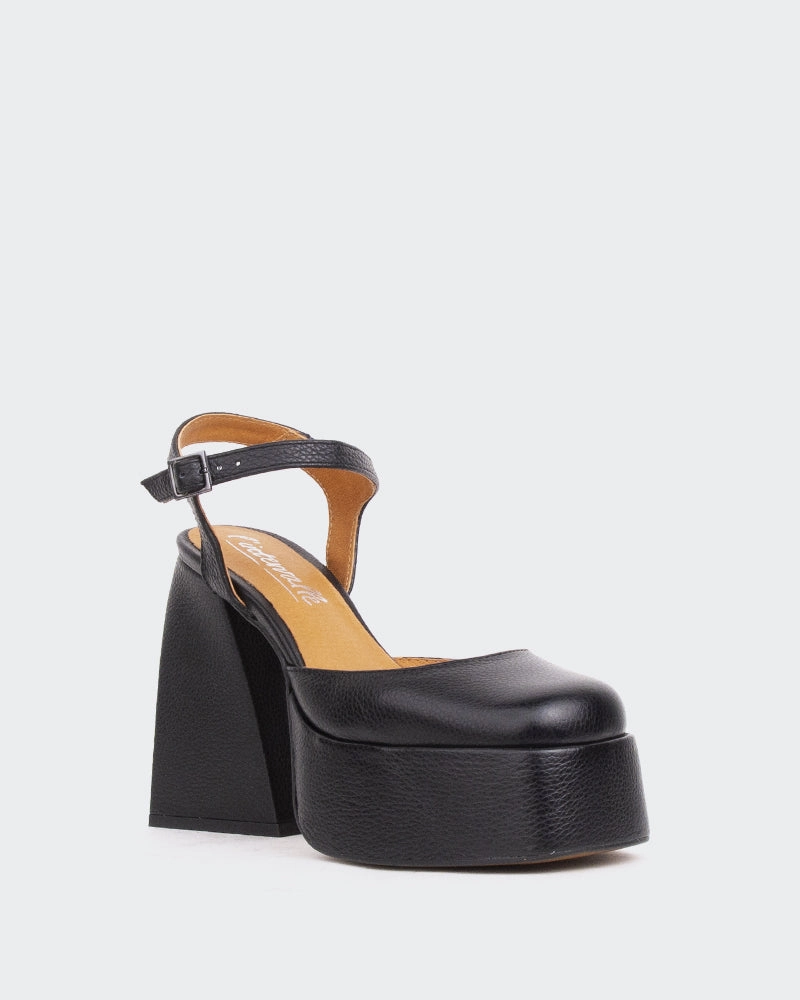 Wide Fit Heels Kotter, Black Leather/Cuir Noir