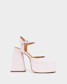 Kotter, Rose Leather/Cuir Rose Buckle High Heel Boots