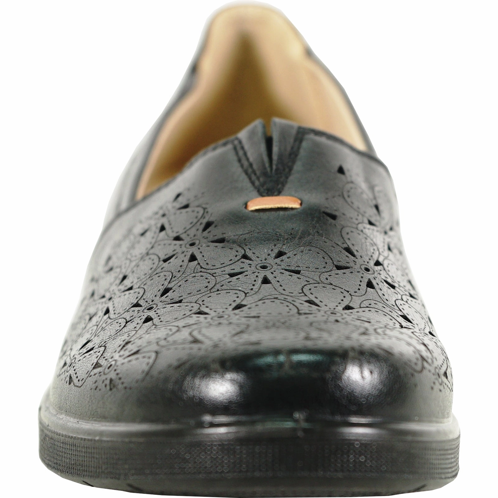 KOZI Women Comfort Casual Shoe OY3243 Wedge Slip-On Loafer Black Metallic Gold Loafers