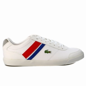 Best Oxford Button Down Lacoste Comba PRI Fashion Sneaker Shoe - White/Red - Mens