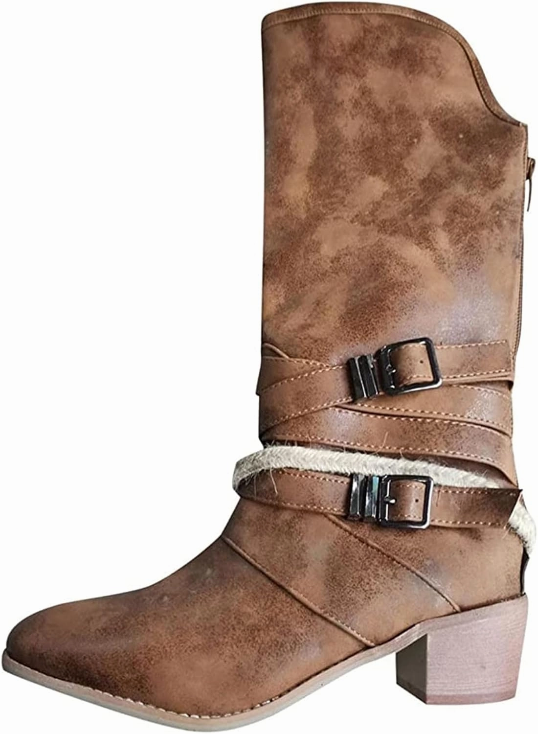 Apl Sneakers Ladmiple Cowboy Boots For Women Wide Calf Wide Foot Pull-On Chunky Stacked Heel Mid Heel Knee High Cowgirl Western Boots
