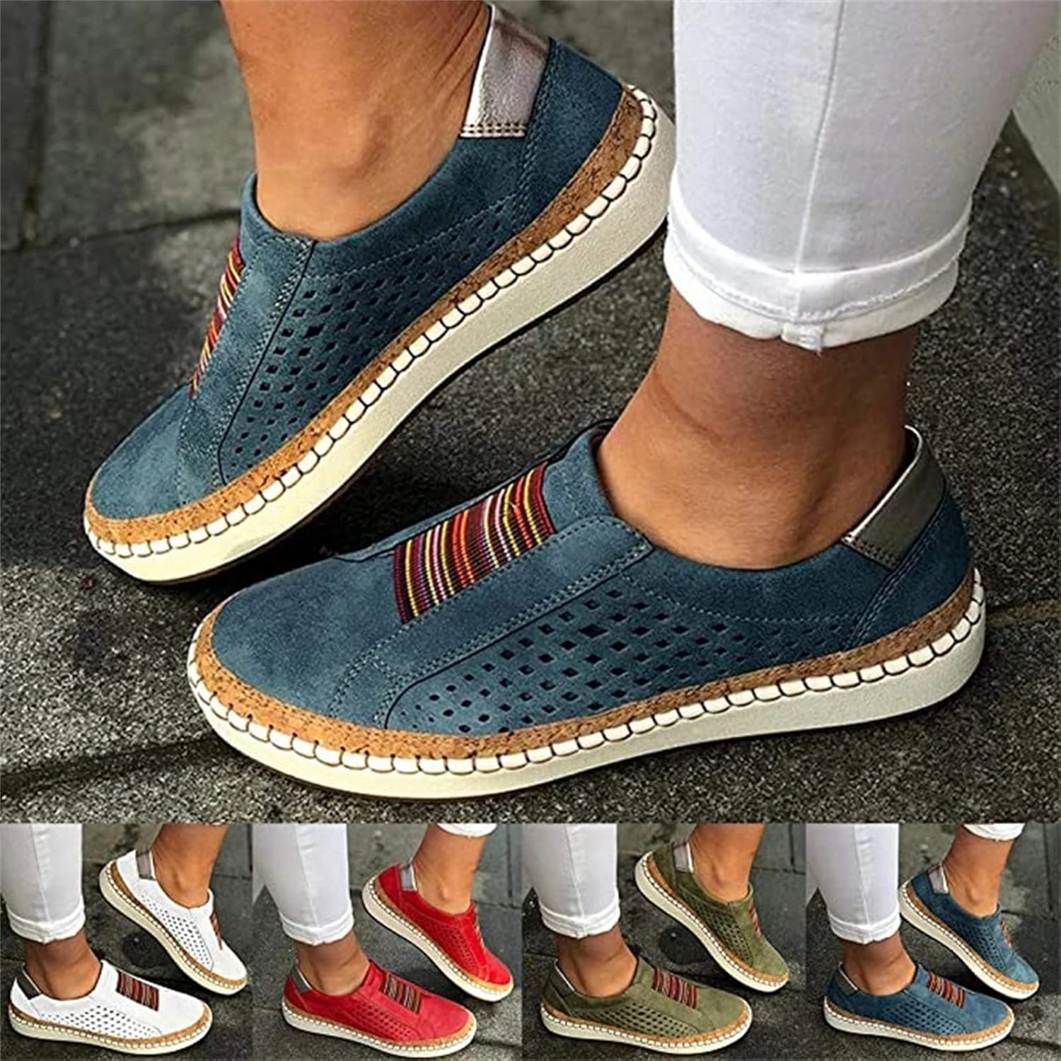 Sneakers Like Sambas Ladmiple Sneakers For Women Slip On Wide Width Canvas Shoes Fashion Dressy Casual Summer Low Top Walking Flats Loafers
