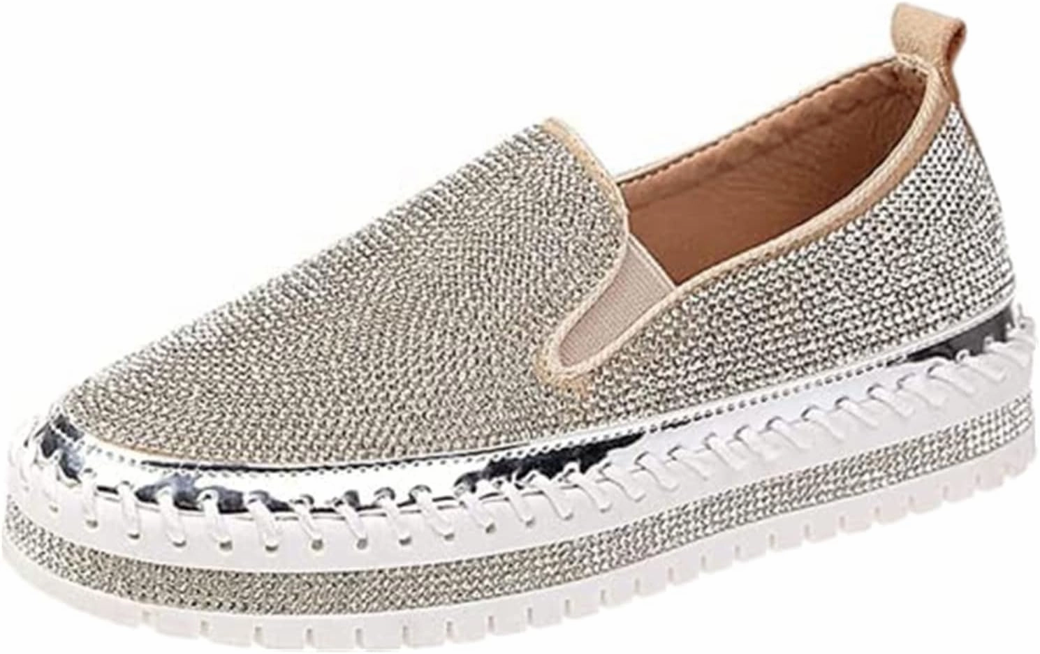 Sneakers Light Up Ladmiple Sneakers For Women Walking Shoes Wide Width Slip on Glitter Shoes Fashion Dressy Summer Sparkly Flats Loafers