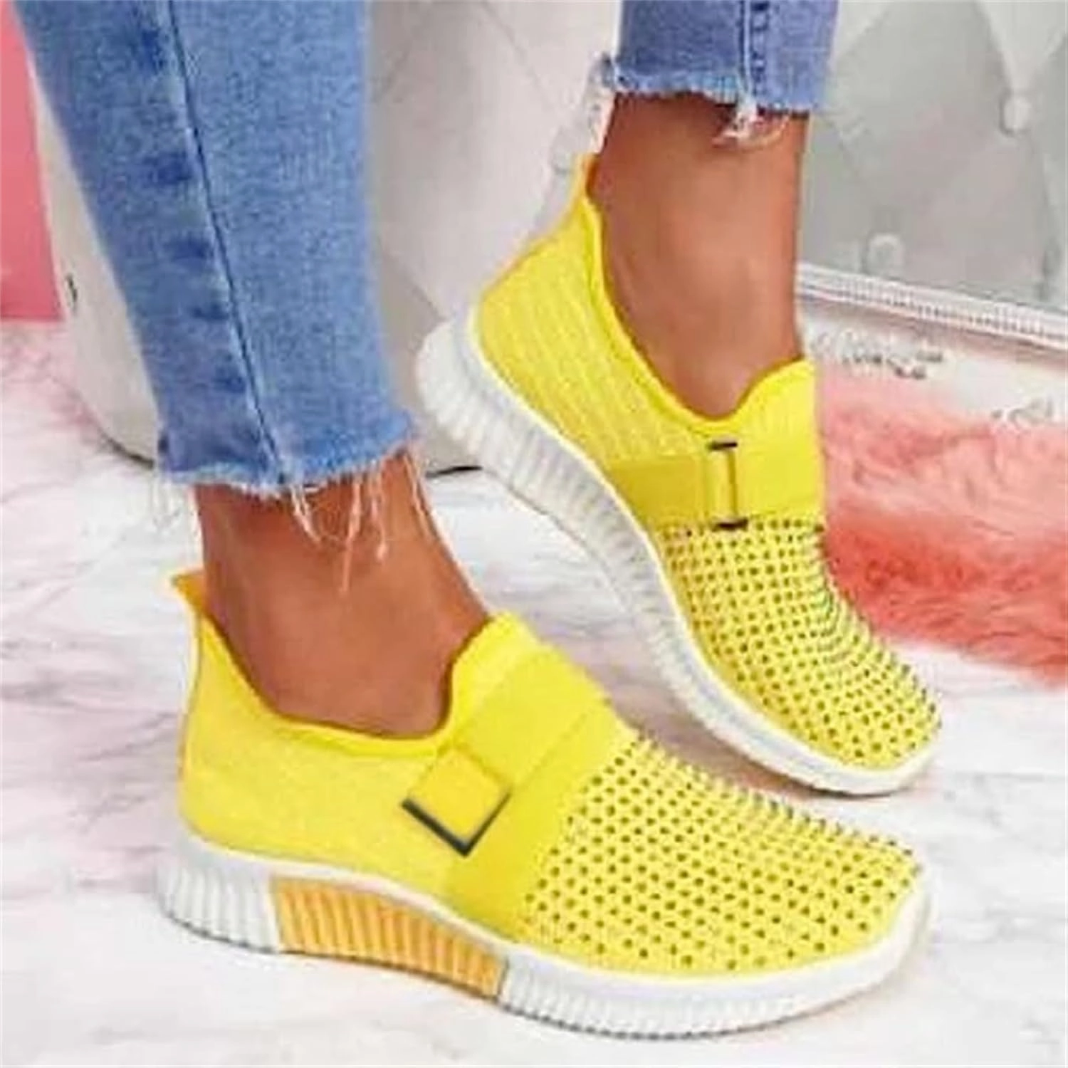 Ladmiple Walking Shoes Women Slip On Lightweight Running Shoes Athletic Tennis Workout Sneakers Casual Fashion Gym Shoes Sneakers For Dresses