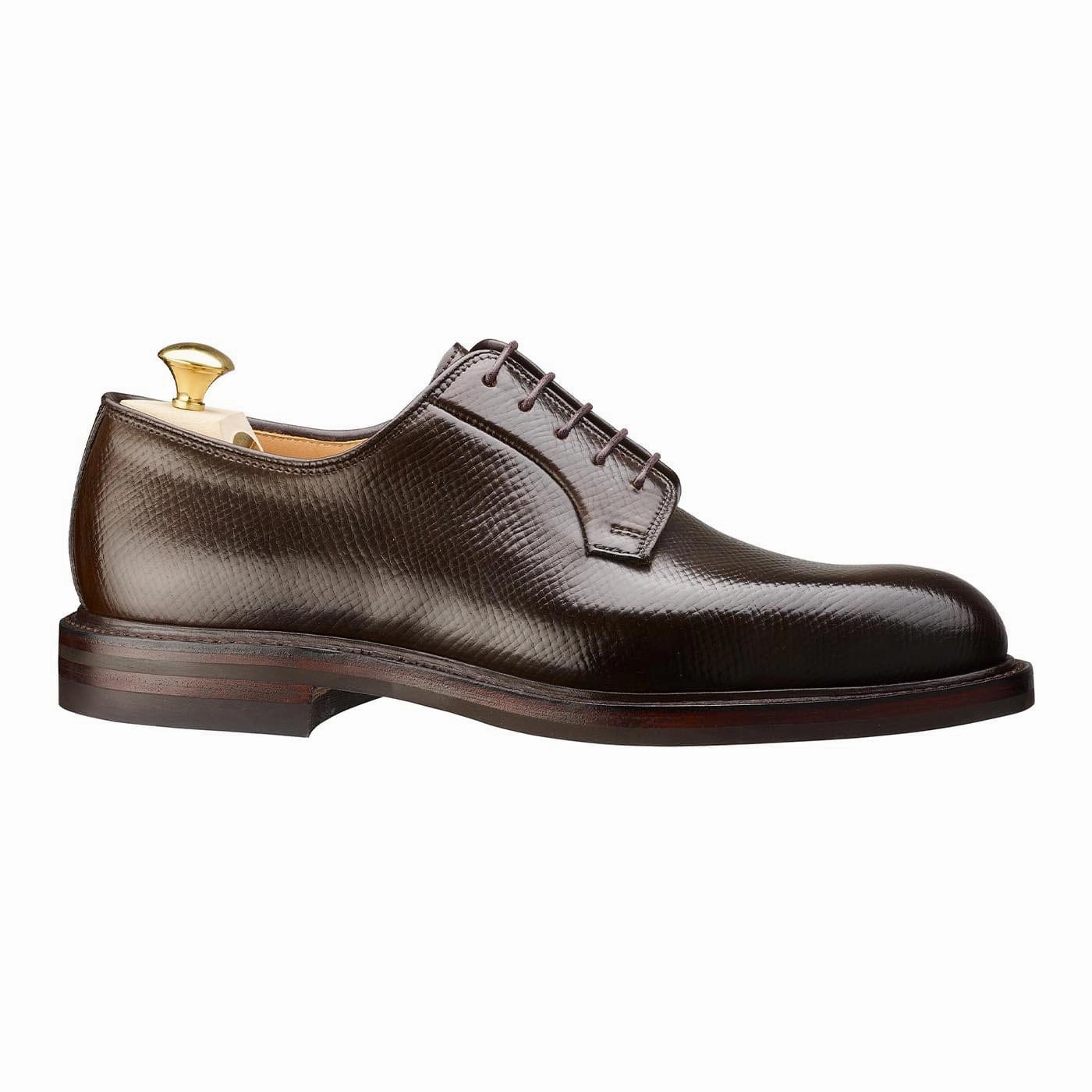 Leather Derby Shoes Lanark 5 Dark Brown Hatch Grain Cordovan
