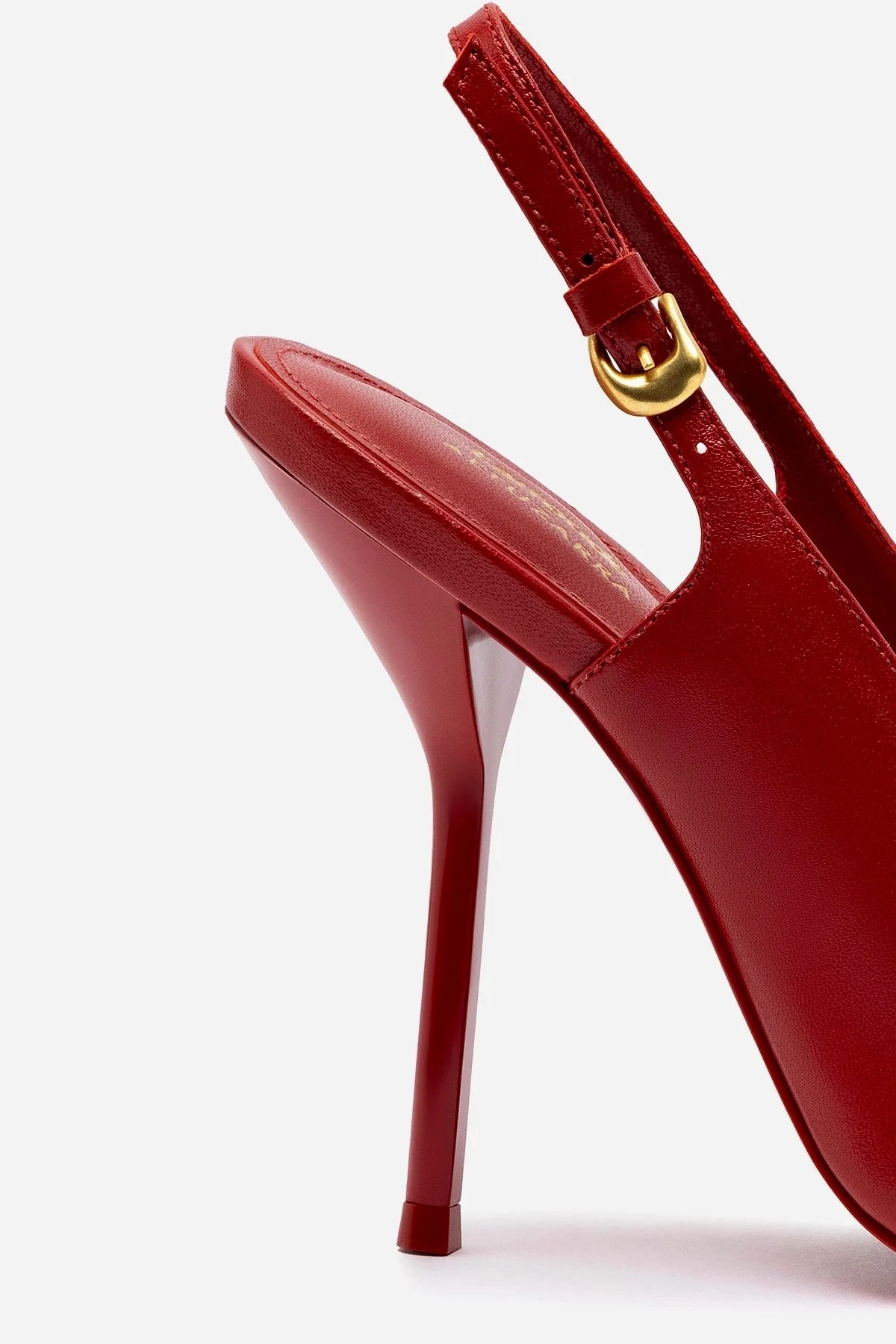 Larroud x Altuzarra Pump In Blood Red Leather Aggressive Climbing Shoe Heel