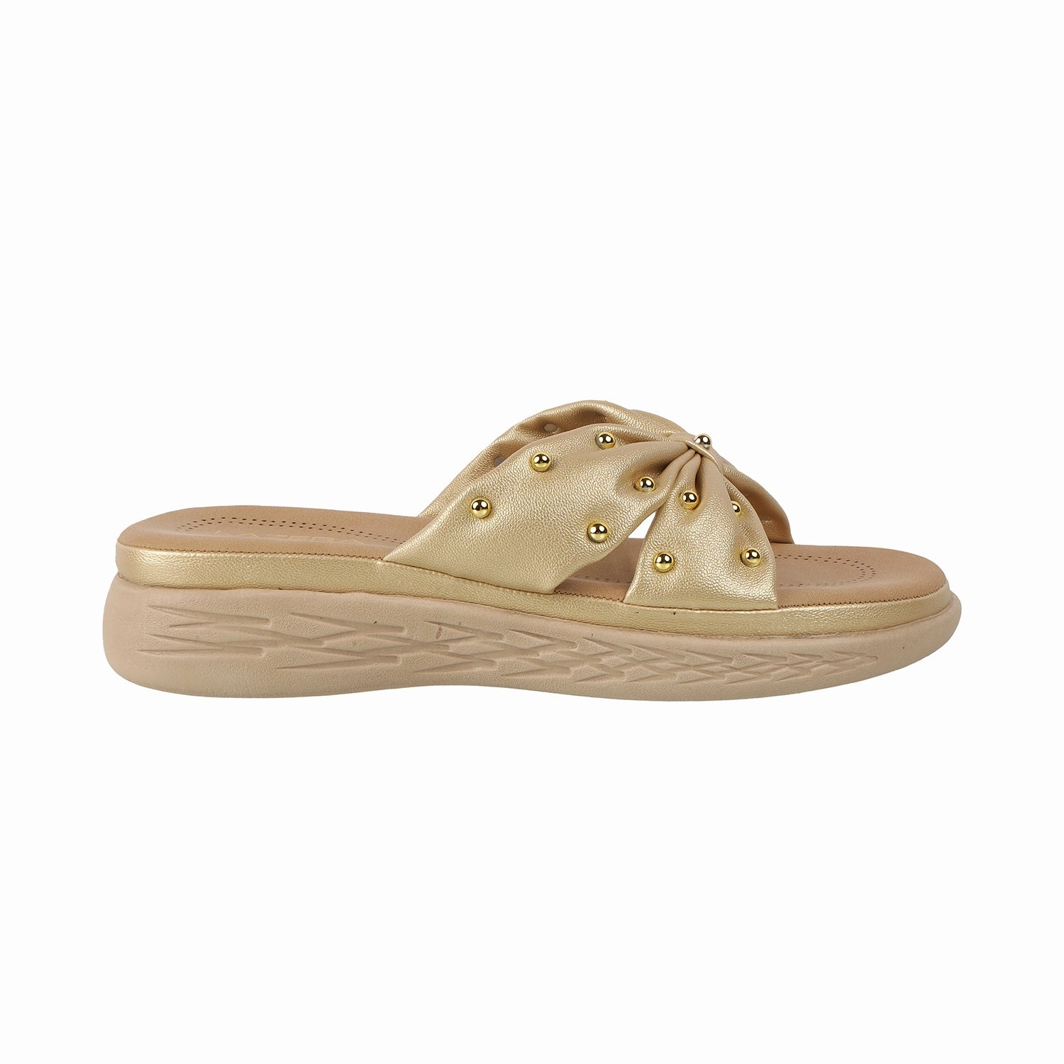 Lazera Women's Bow Design Gold Wedge Slippers (1536) Slip On  Slip On  Waterproof Slip On