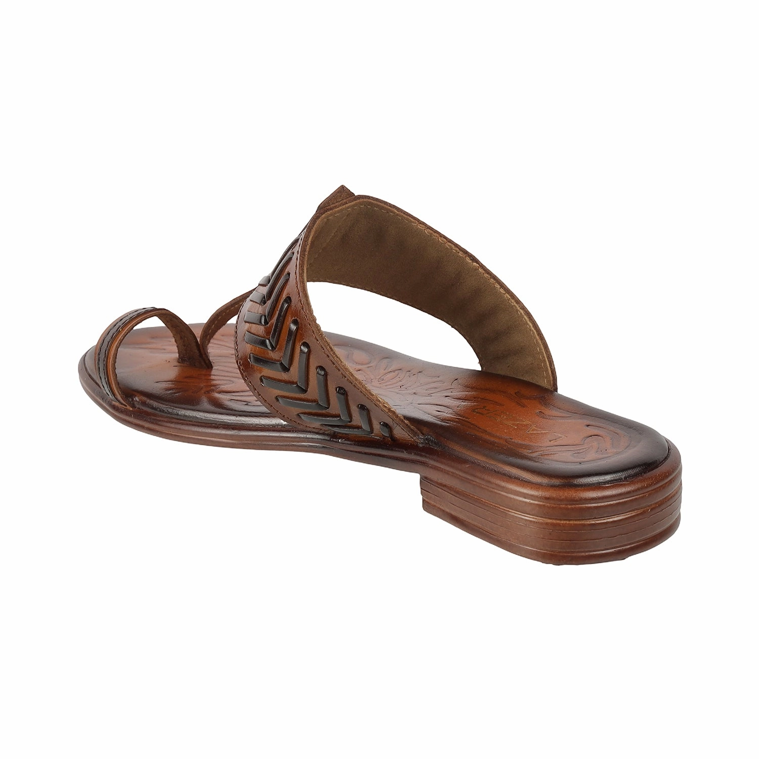 Lazera Women's Traditional Tan Kolhapuri Flats (1542) Mountain Sole S