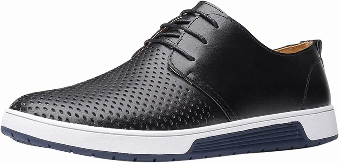 Comfortable Black Business Casual Shoes for Men Style Men's Summer Leather Solid Summer Shoes Breathable Business Leisure Hollow Men's leather shoes Black Dress Shoes Slip Ons for Men Good Cowboy Boots