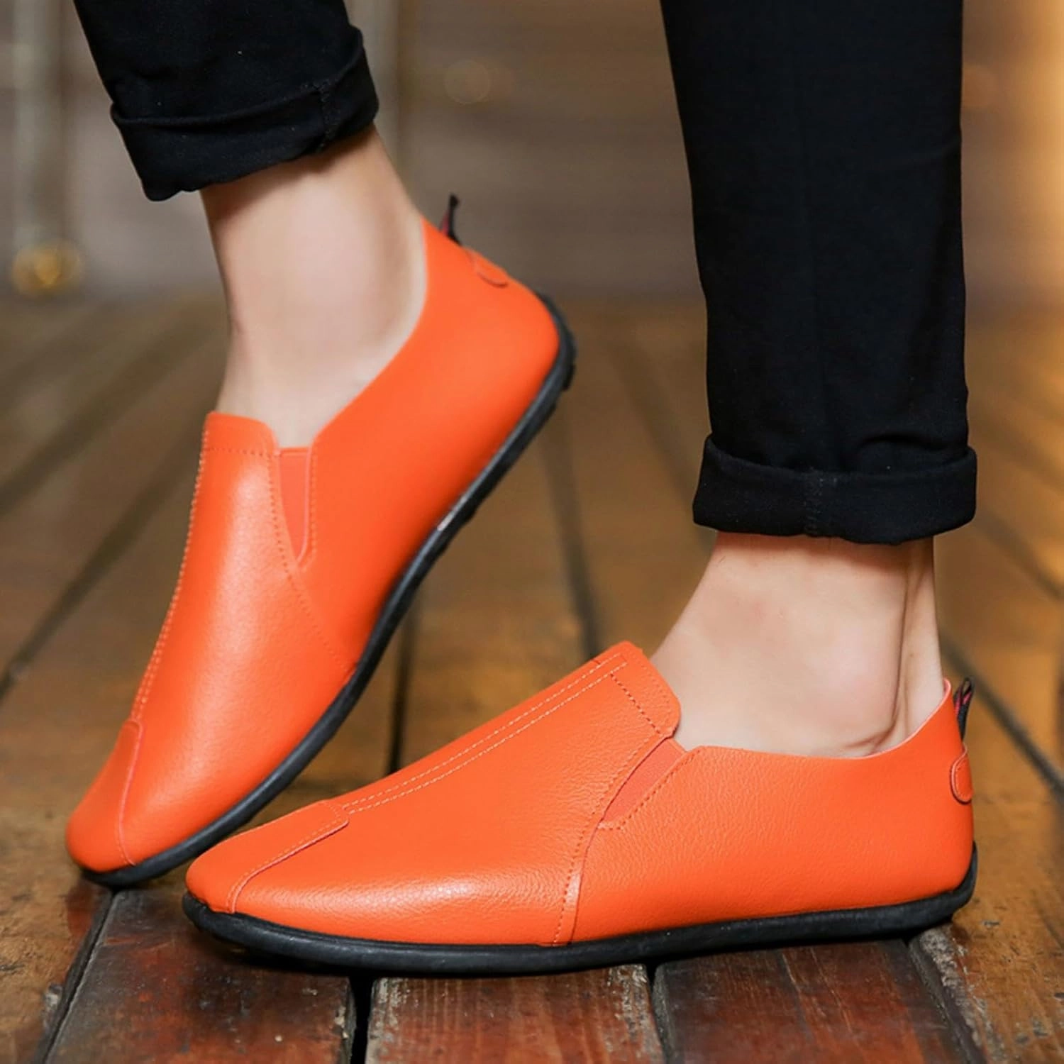 Leisure Men's Four Seasons Non Slip Flat Round Toe Breathable Slip On Lazy Leisure Casual Dress Shoes for Men Size 8 Arch Wide With Sneakers