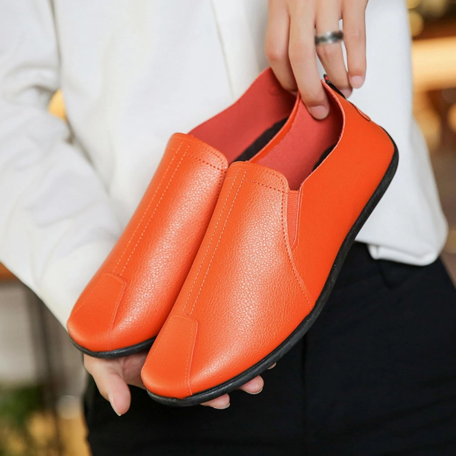 Leisure Men's Four Seasons Non Slip Flat Round Toe Breathable Slip On Lazy Leisure Casual Dress Shoes for Men Size 8 Mesh Retro Vintage Sneakers