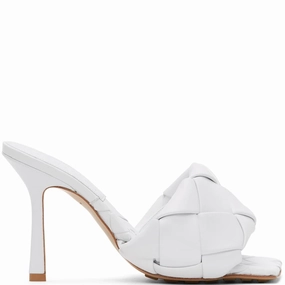 Lido Maxi Mule 90, Optic White Thick High Heel Shoes