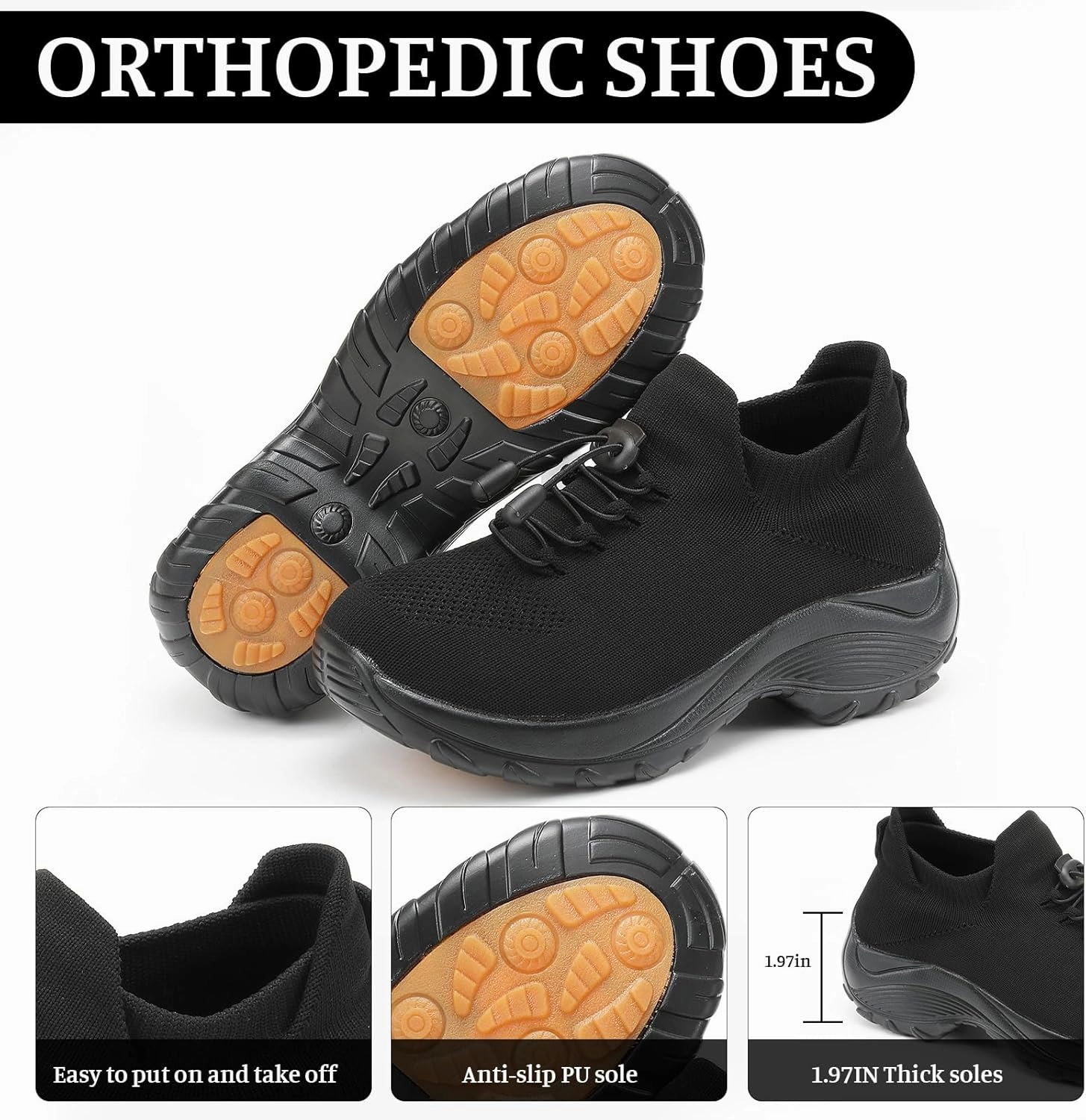 Womens Walking Shoes Sneakers with Arch Support Orthopedic Comfortable Slip On Trainers for Plantar Fasciitis Air Cushion Breathable Lightweight Ladies Athletic Shoe Thick Bottom Ssense Sneakers