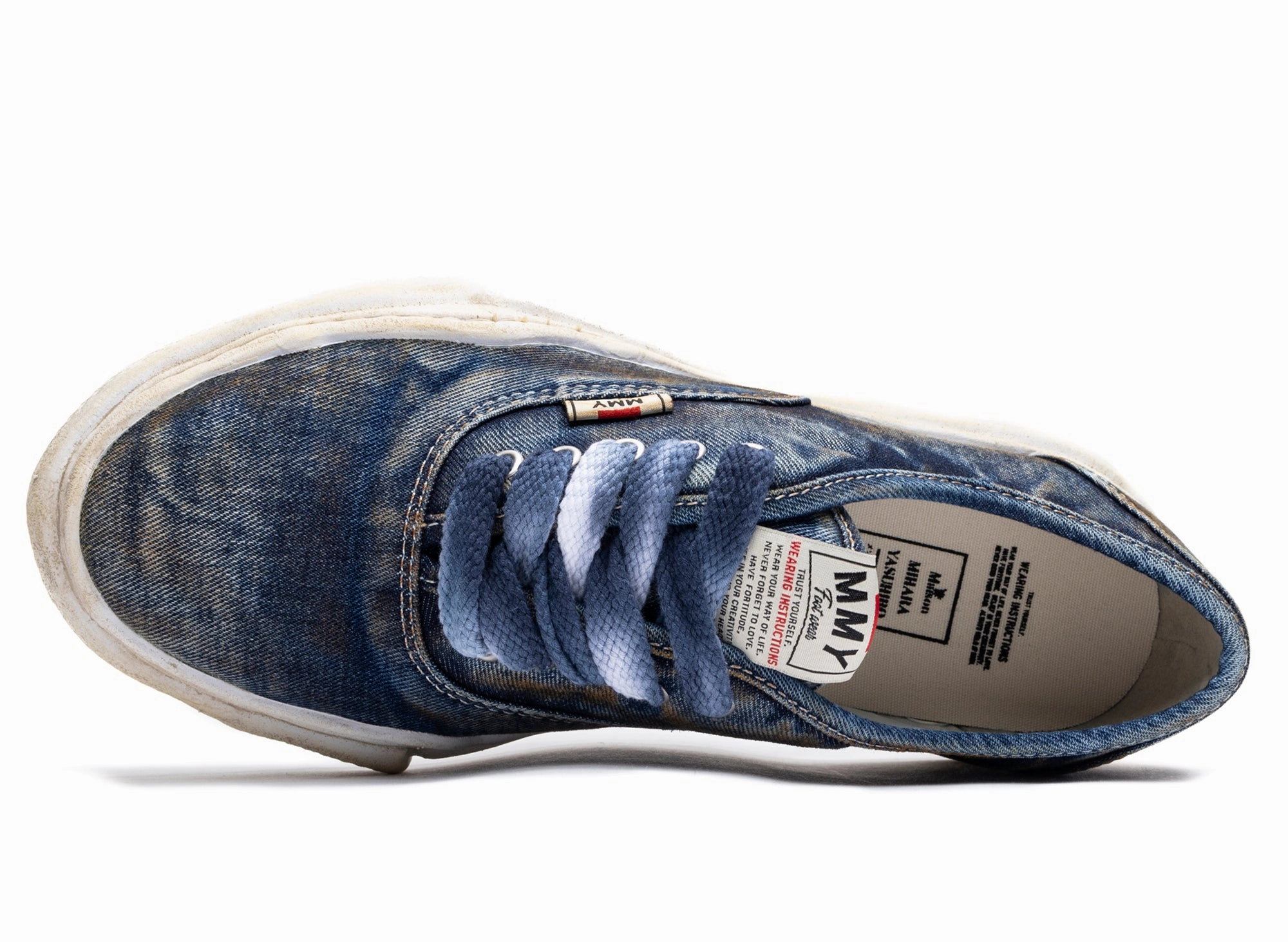 Maison Mihara Yasuhiro Denim Baker Low in Blue Different Ways To Lace Up Tennis Shoes