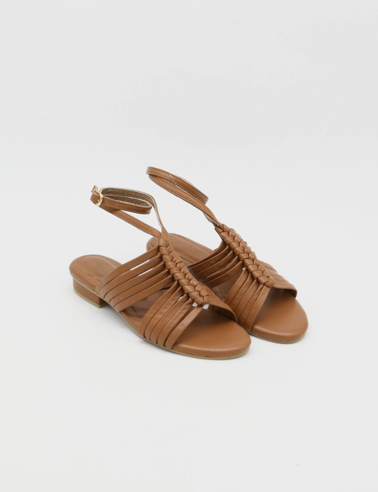 Seashell Sandals Aphrodita braided crochet sandals in brown leather women shoes
