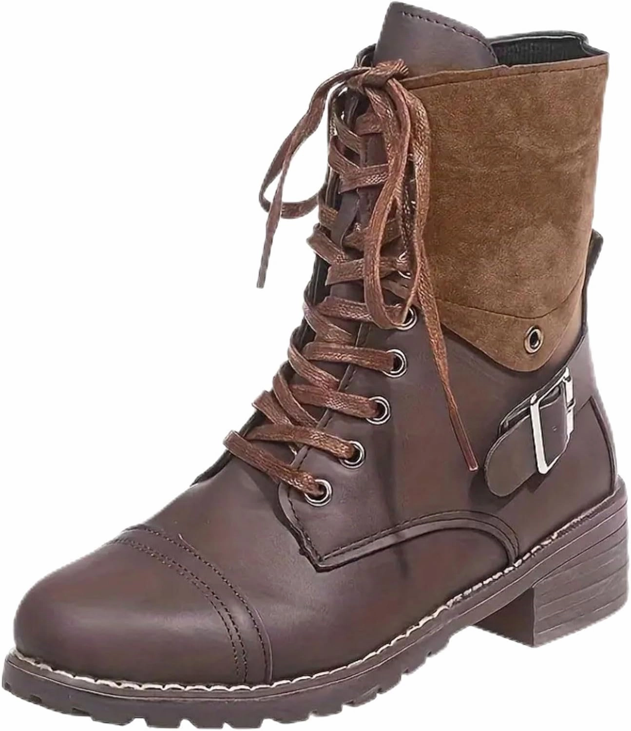 Guarachero Boots For Sale Women Combat Boots Low Heel Women Boots Ankle Boots Western Casual Lace up Round Toe Side Zipper with Buckle Boots