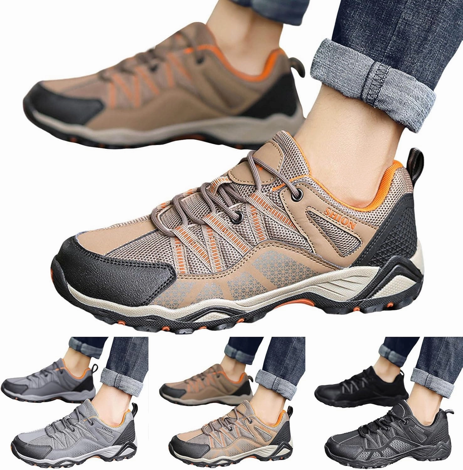 Popular Cowboy Boots Men Sports Shoes Fashionable New Pattern Simple Solid Outdoor Mountaineering Shoes Sneaker Slippers for Men Size 13 Men's SPO