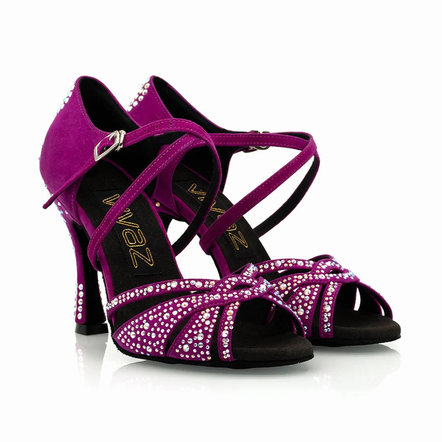 High Heel Design Louella - Fuschia Rhinestone 3.75" Latin and Ballroom Dance Shoes