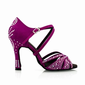 High Heels Drive Louella - Fuschia Rhinestone 3.75" Latin and Ballroom Dance Shoes