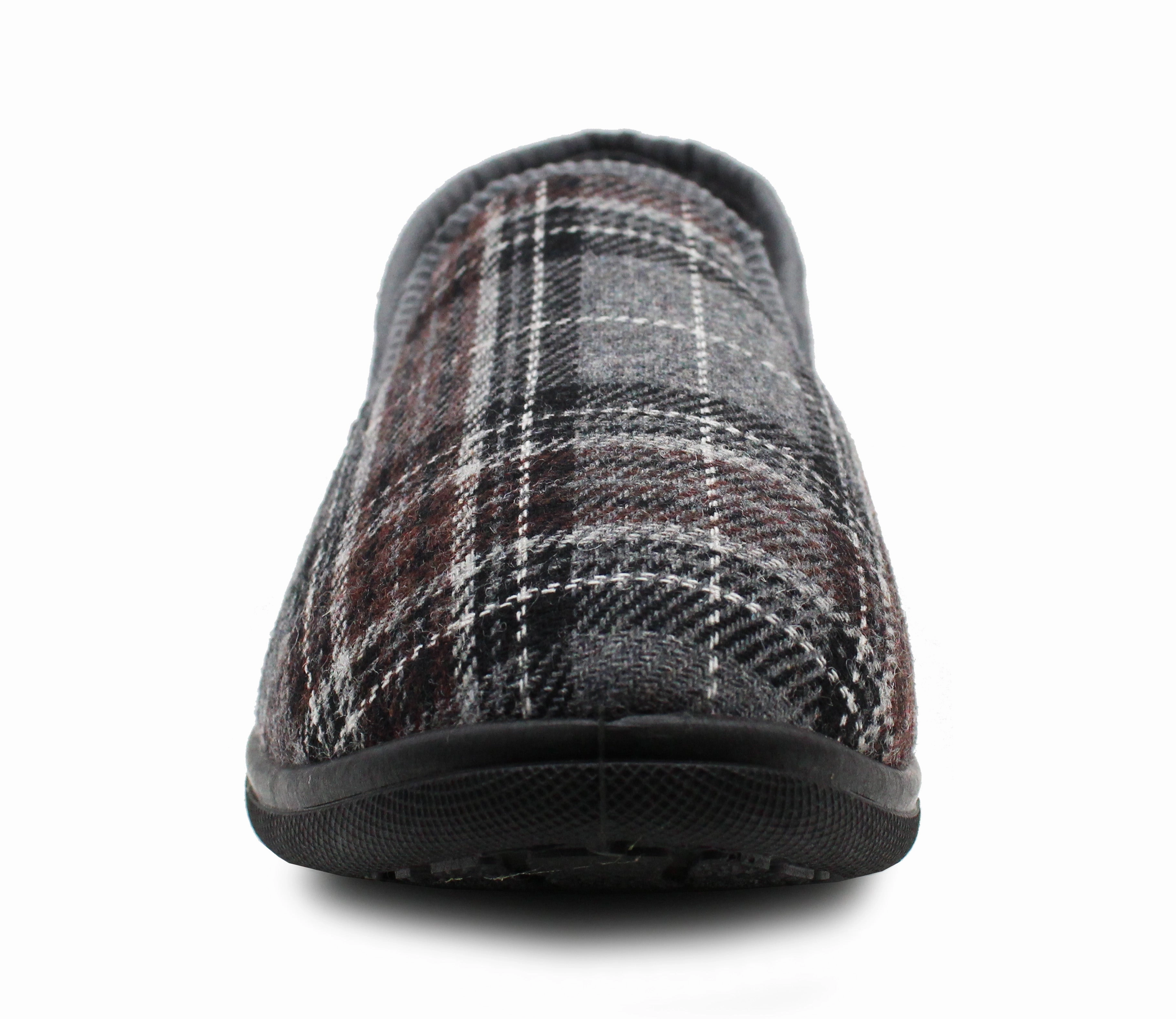 Easy Knit Slippers Free Patterns Mens Slip On Grey Check Faux Fur Lined Warm Winter Slippers