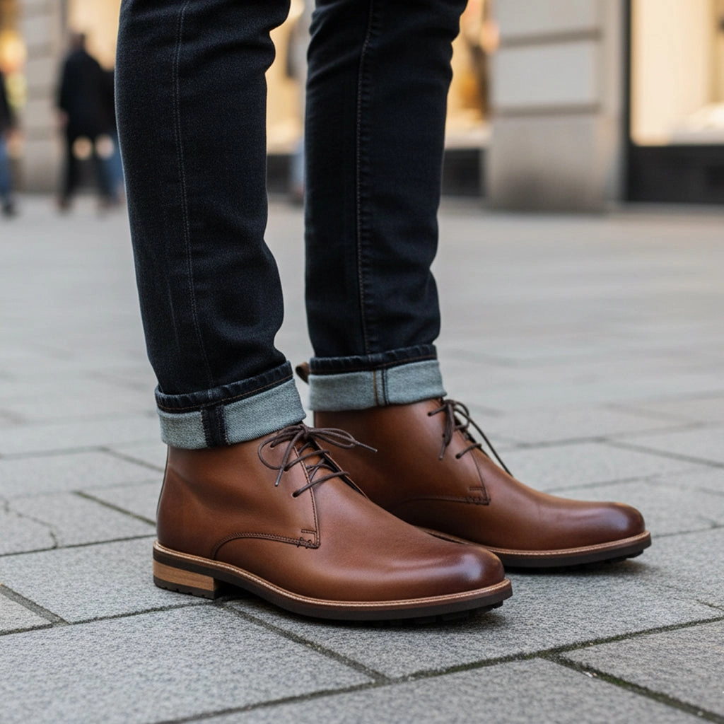 Black Leather Boots Ludgate Leather Chukka Boots - Brown