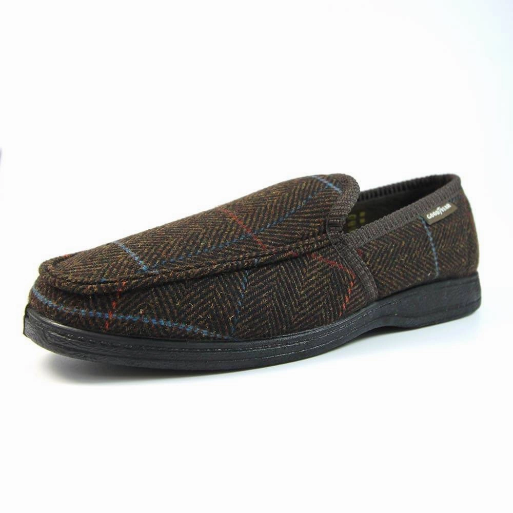 Gumbies Slippers Lunar Good Year KMG137 Eisenhower Mens Brown Textile Slip On Slippers