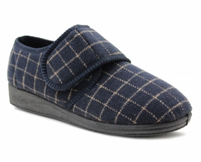 Wallace And Gromit Slippers Mens Extra Wide Fitting EEE Slippers Memory Foam Touch Fasten Easy Wear Diabetic Orthopaedic Check Bedroom House Shoes