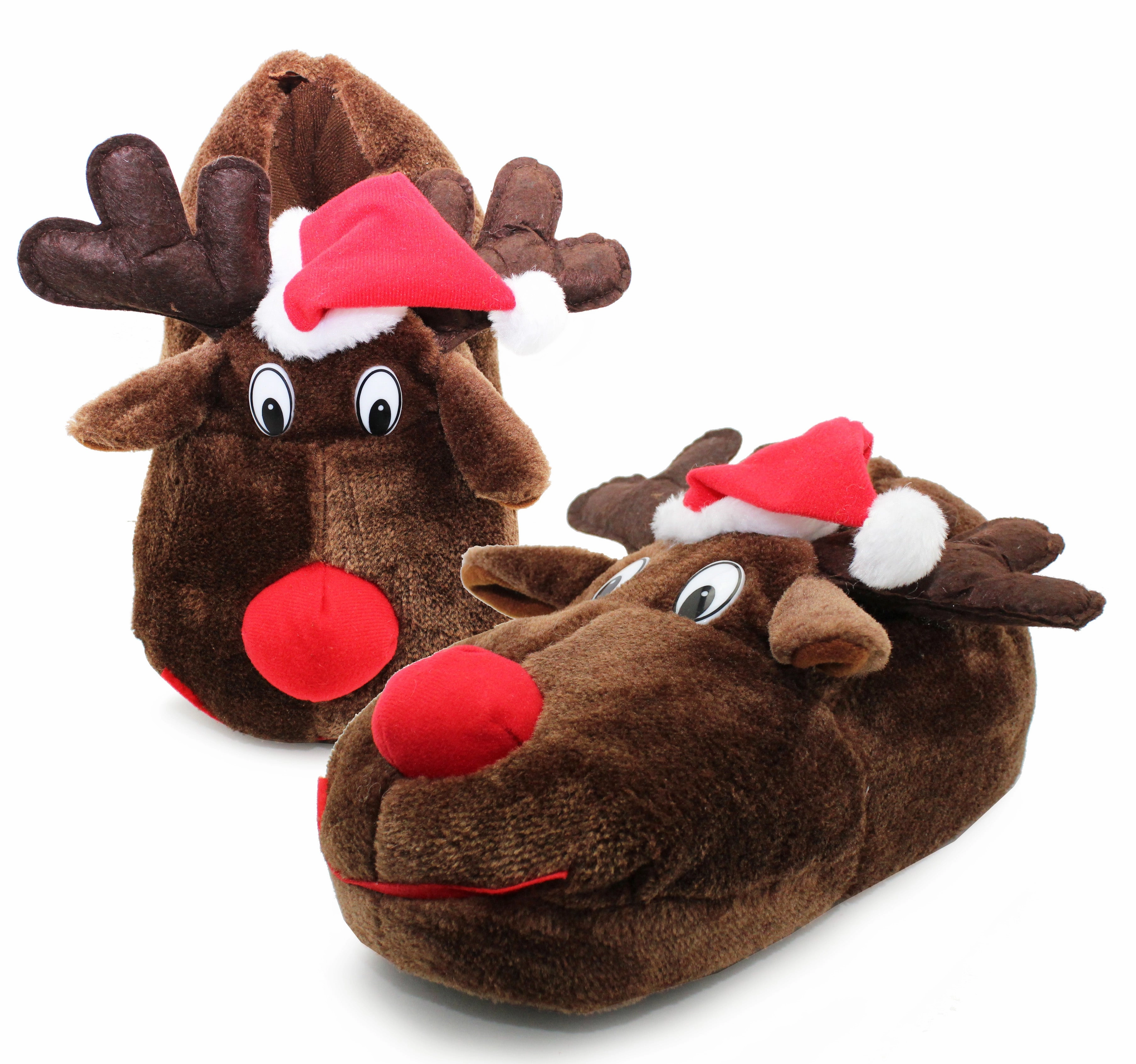 Volt Heated Slippers Mens Christmas Reindeer Slippers Plush House Shoes Novelty Festive Character Fun Xmas Furry Slippers