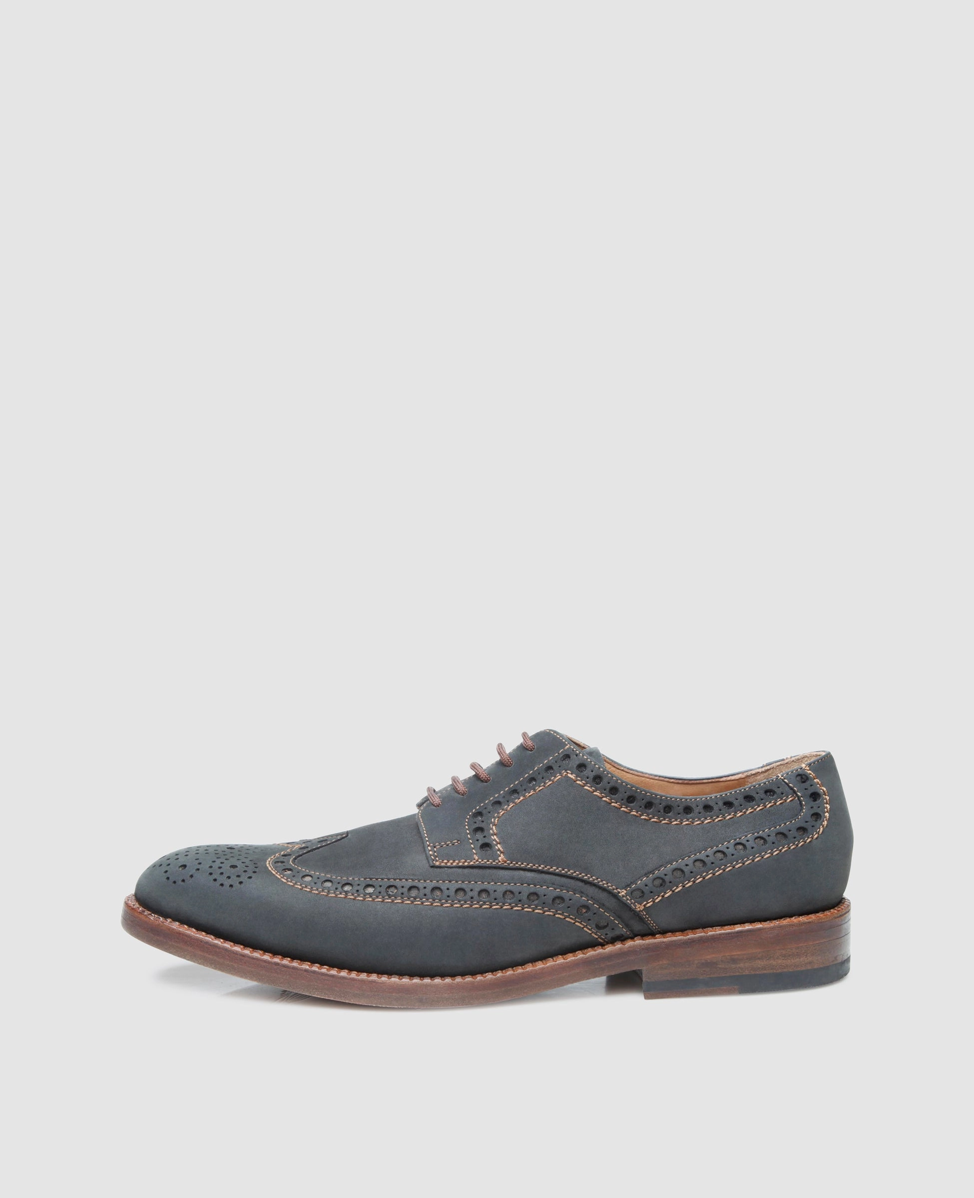 Luzern Full-Brogue J - Black Textured Derby Shoes