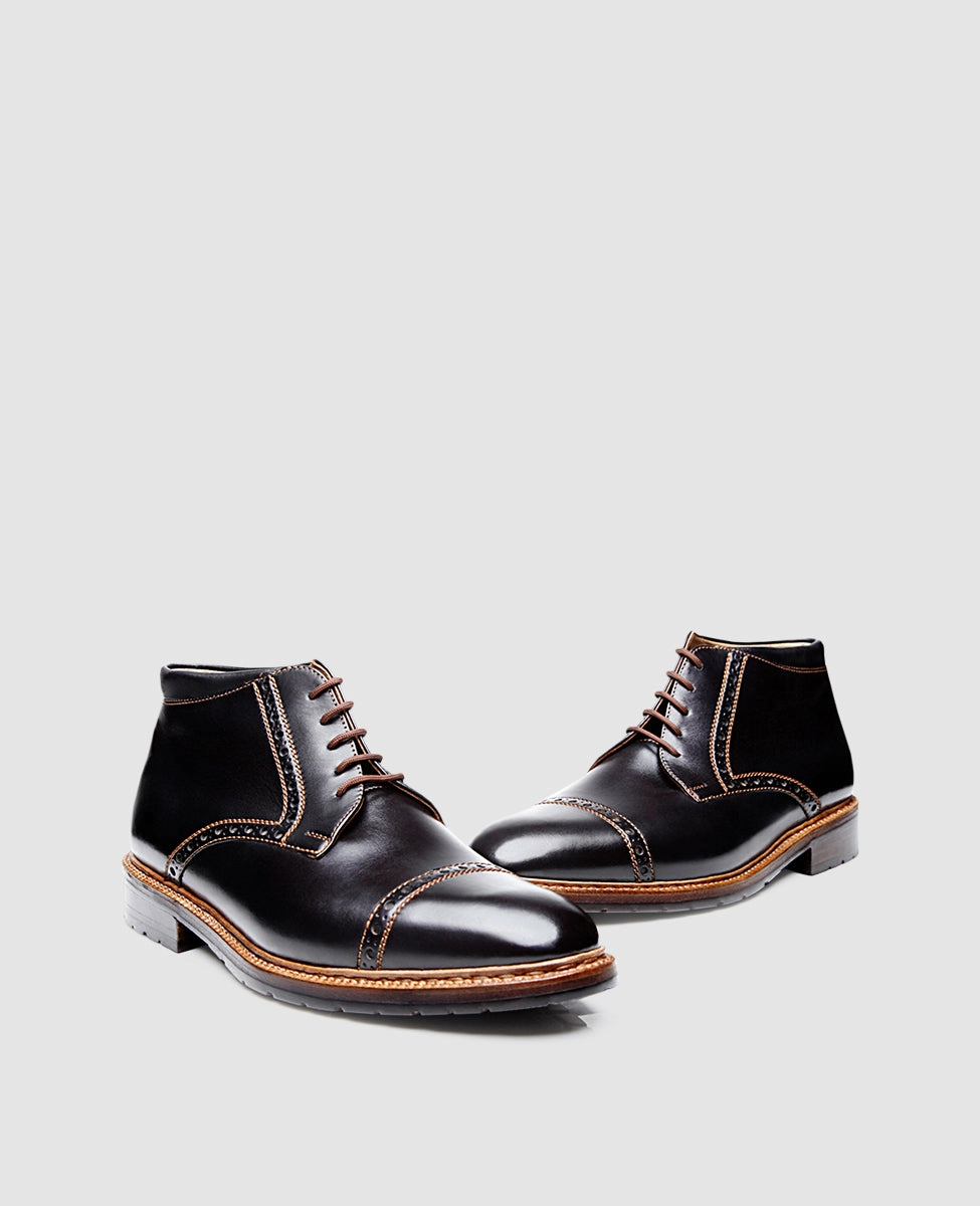 Luzern Quarter-Brogue SC - Black Santoni Lace Up Shoes