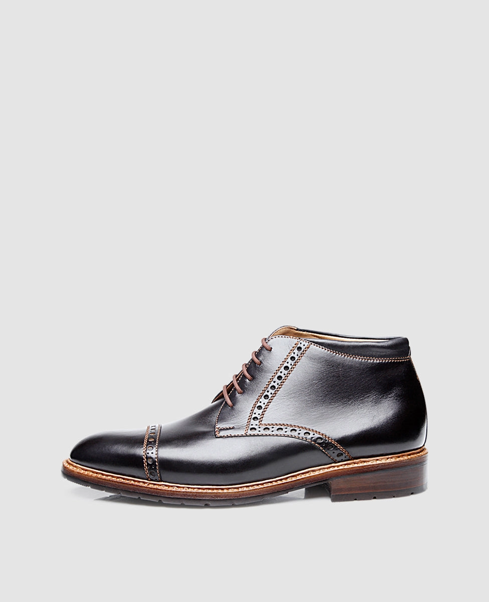 Luzern Quarter-Brogue SC - Black Tan Brown Derby Shoes