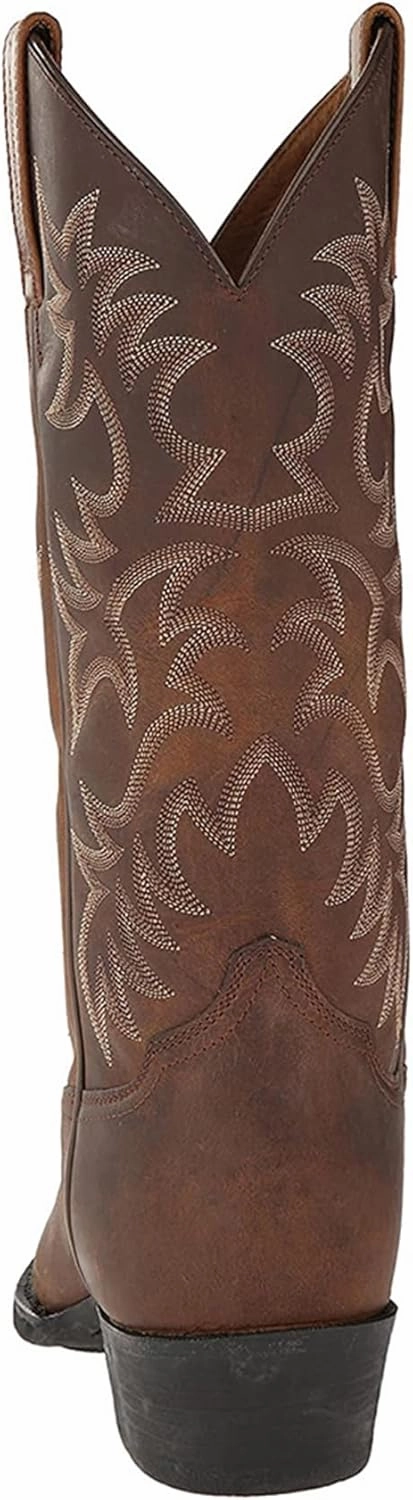Snow Boots With A Heel ADMLZQQ Mens Classic Durable Round Toe Embroidered Western Rodeo Cowboy Boots