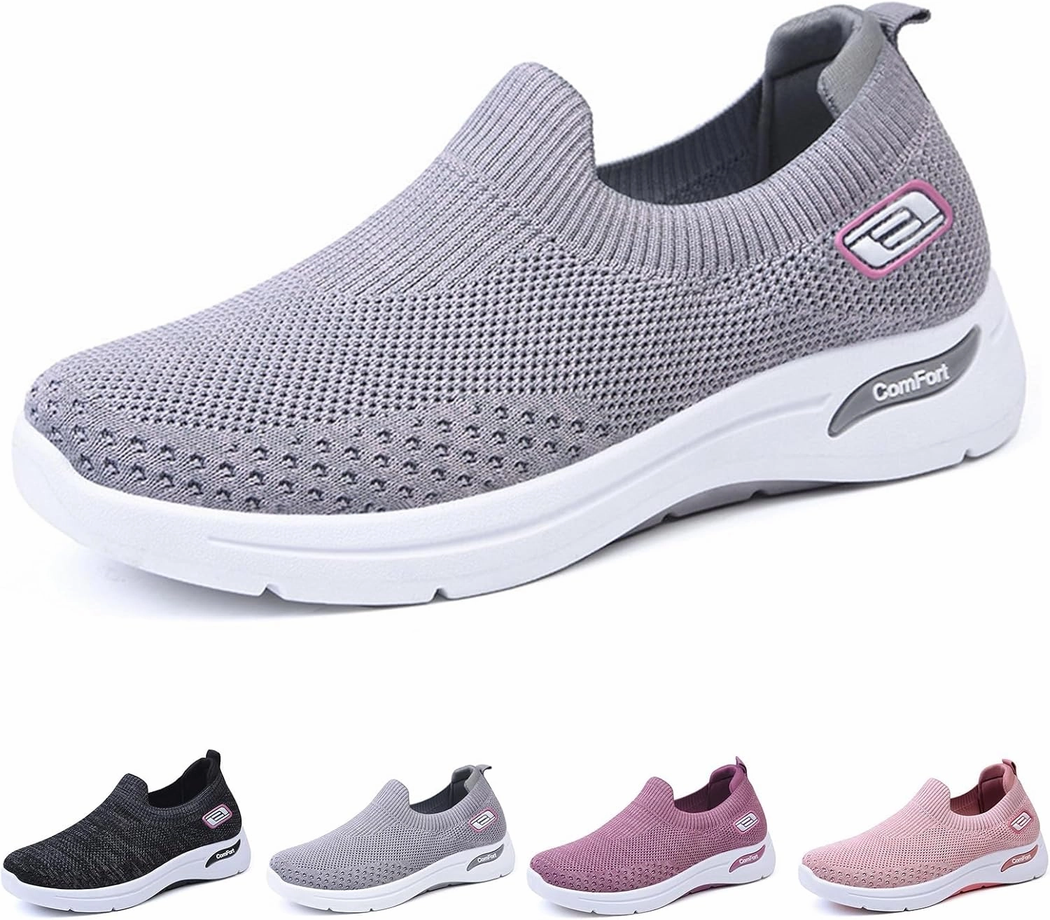 Merino Wool Sneakers Orthopedic Arch Fit Sneakers for Women Slip-Ins Comfortable Slip On Walking Shoes for Women Mesh Casual Max Cushioning Sneakers Comfort Wear Orthowear Shoes