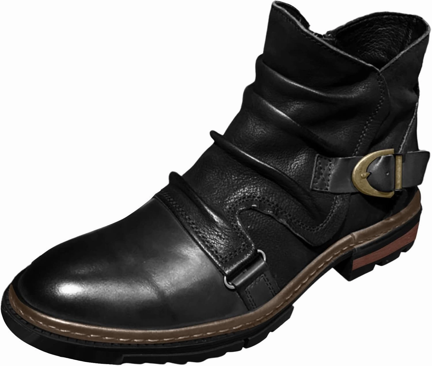 Mens Casual Boots Work Boots for Men Fashion Military Boots Knight Boots Side Zipper Leather Boots Mens Motorcylce Style Boot Safety Girl Boots