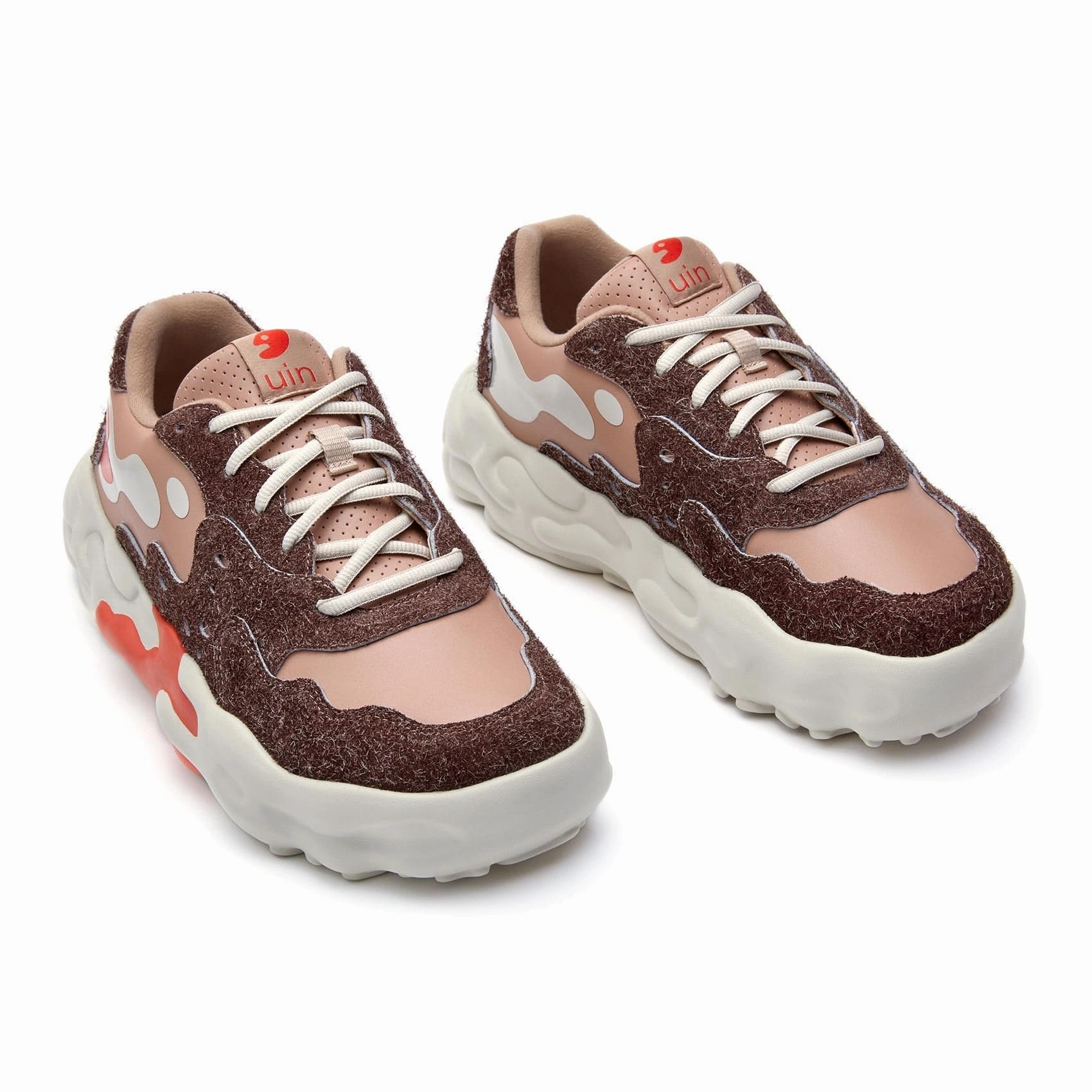 Leather Lace-up Chunky Platform Shoes Marble Brown Lanzarote I Women