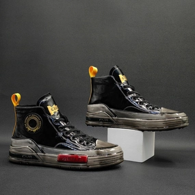 Descente Volleyball Shoes Men Fashion Glossy Leather Ankle Sneakers