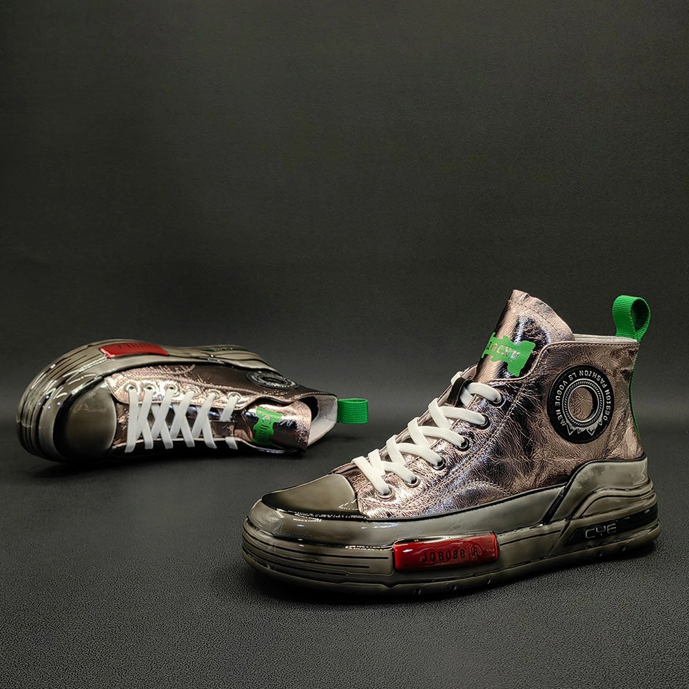 Men Fashion Glossy Leather Ankle Sneakers Volleyball Shoes For Setters