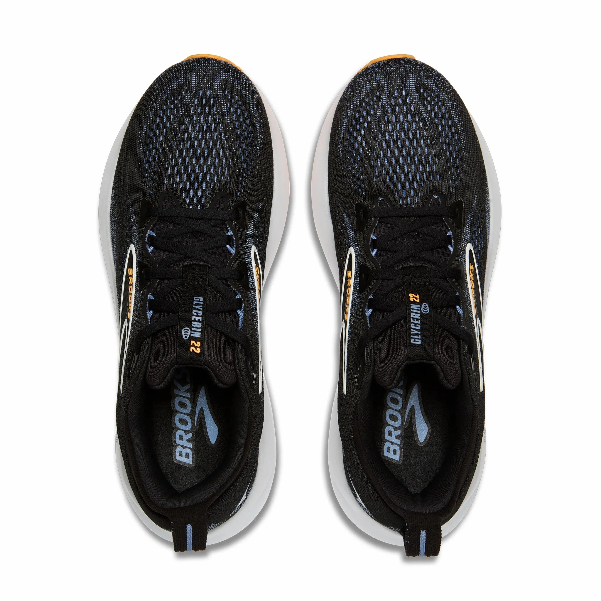 Men's - Brooks Glycerin 22 - Black/Country Blue/Orange Pop Copy Eco Climbing Shoes