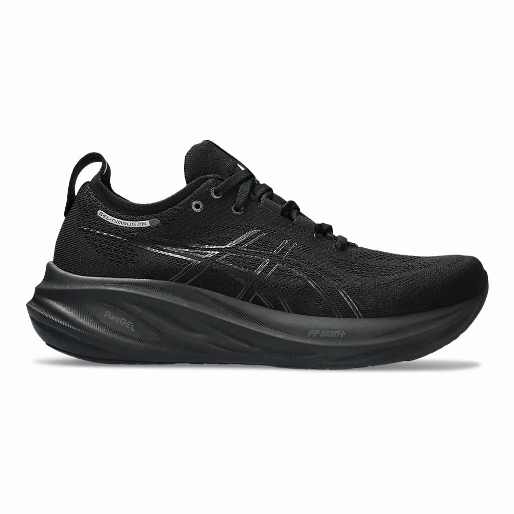 Men's Asics GEL-Nimbus 26, Black/Black, 8.5 D Medium Asics Running Shoes Gel Lyte