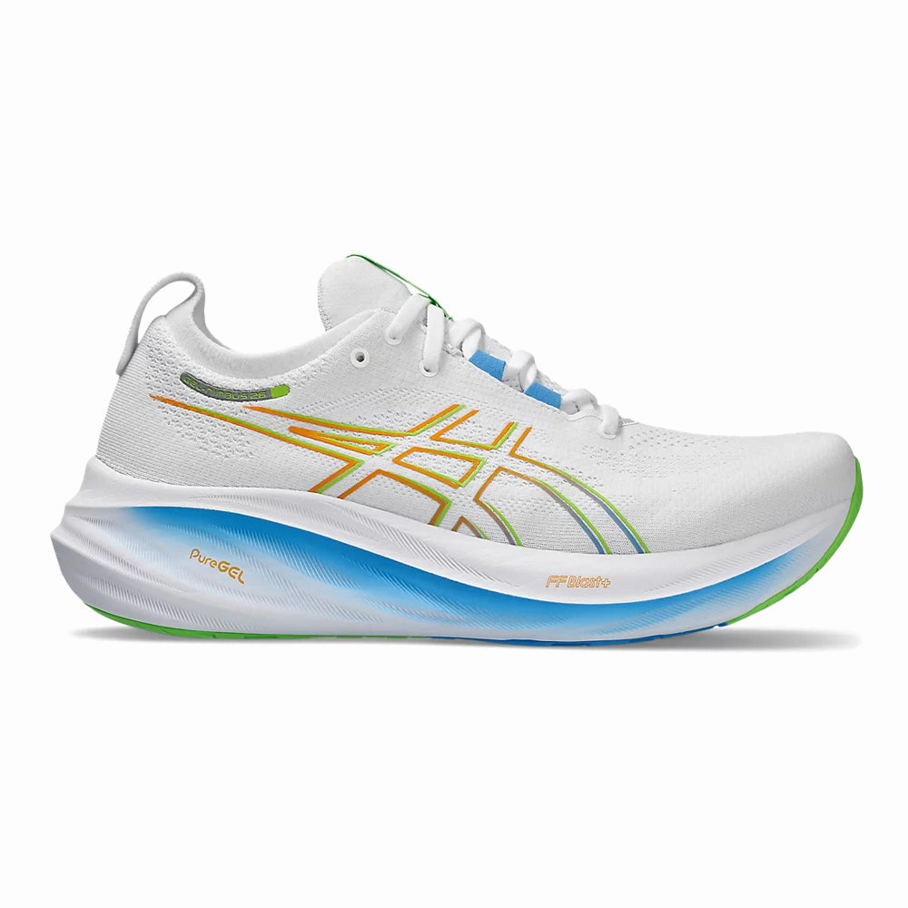 Men's Asics GEL-Nimbus 26, White/Waterscape, 9.5 D Medium Best Asics Shoes For Heel Spurs
