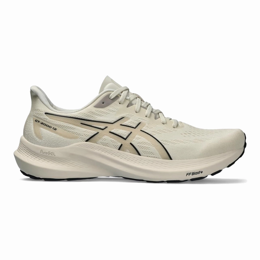 First Asics Shoe Men's Asics GT-2000 12, Oatmeal/Black, 9.5 D Medium