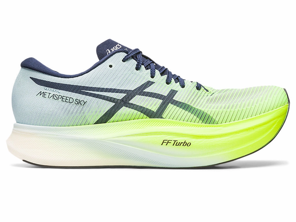 Asics Winter Trail Running Shoes Men's Asics Metaspeed Sky , Hazard Green/Sky, 10.5 D Medium