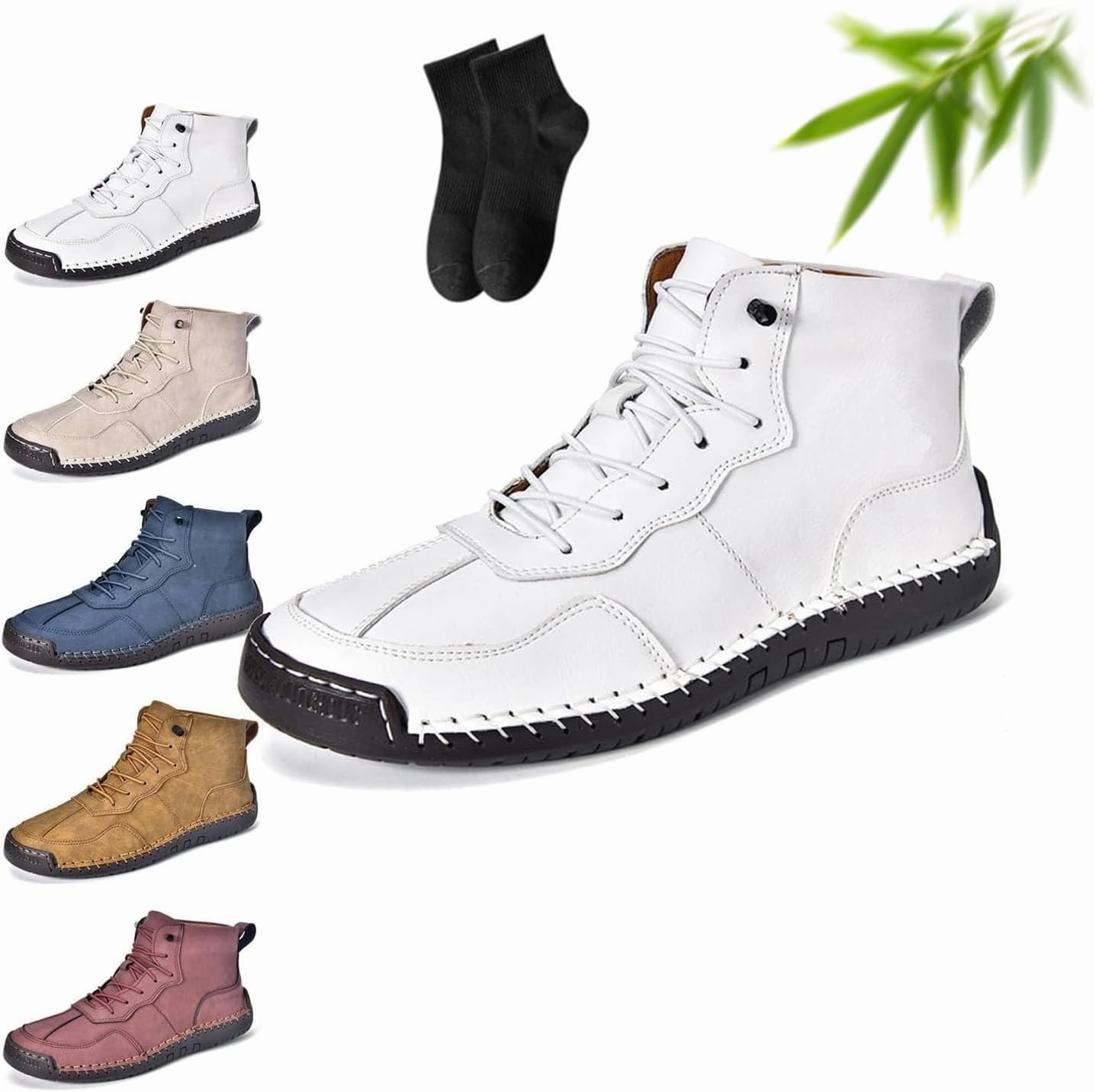 Men's Lace Up Italian Handmade Chukka Boots,Sawbehind Mens Boots,Sawbehind Leather Boot s Mens Waterproof Non-Slip Comfortable Handmade Leather Boot Demonias Boots